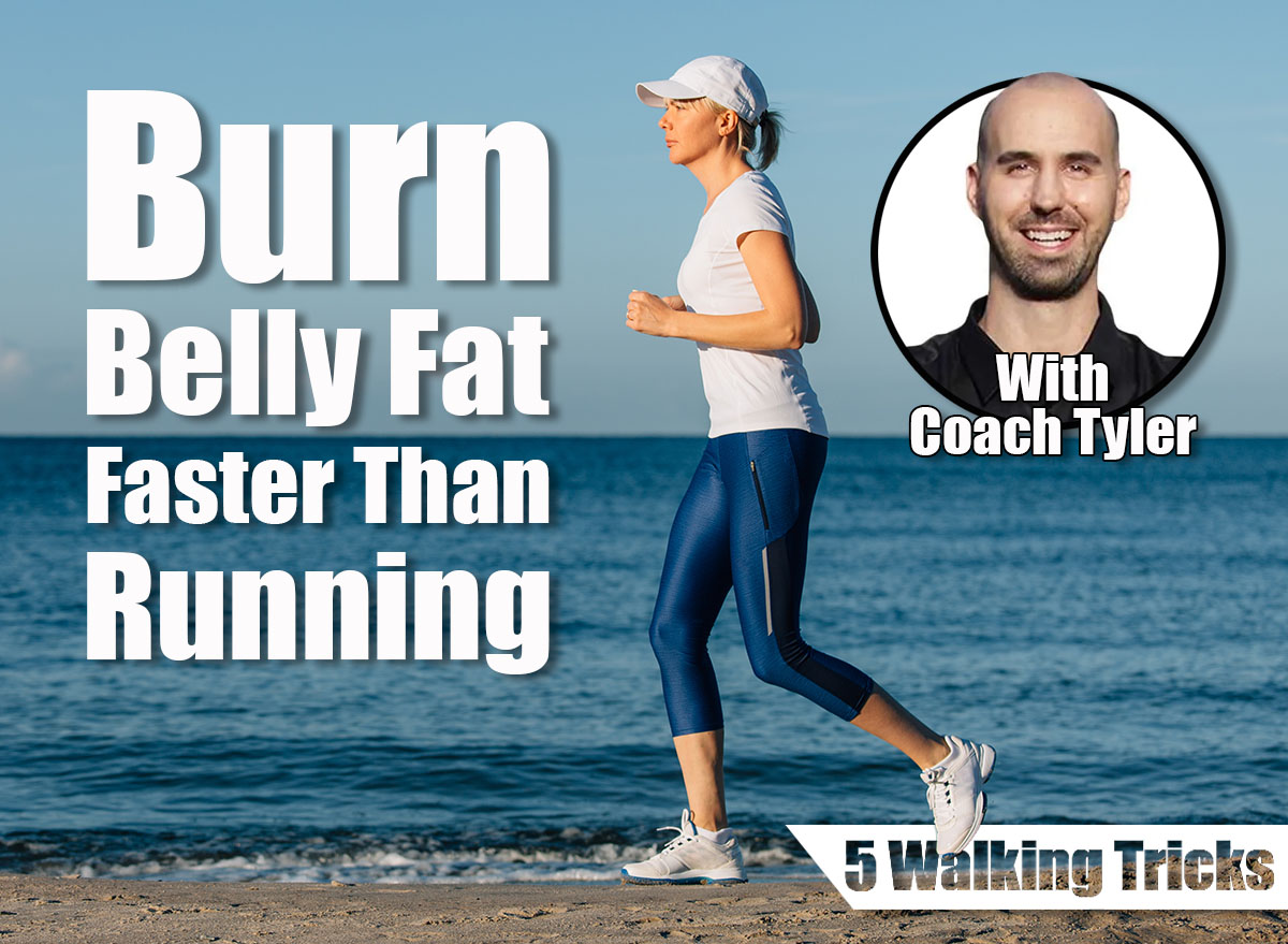 Athletic woman running on the sea beach at early morning. Female runner jogging during the sunrise. These 5 Walking Tricks Melt Belly Fat Faster Than Running After 40. Cover