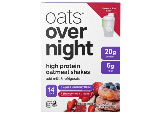 Oats Overnight VP, 20g Protein Shake, Blueberry Donut & Strawberries & Cream
