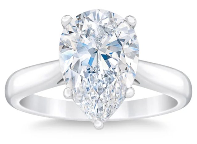 Pear Shape 2.03 ct VS1 Clarity, G Color Diamond Platinum Solitaire Ring