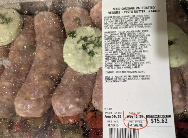 Sausage with Roasted Veggies and Pesto Butter at Costco