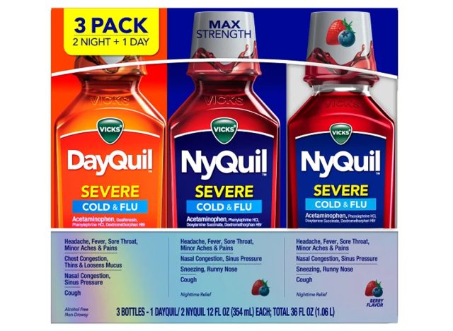 Vicks Severe DayQuil and NyQuil Cough, Cold & Flu Relief Liquid