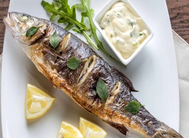 Whole Head On, Cleaned Branzino Fish (12-18 Oz. Per Fish), Min 7 Count, 10 Lbs.