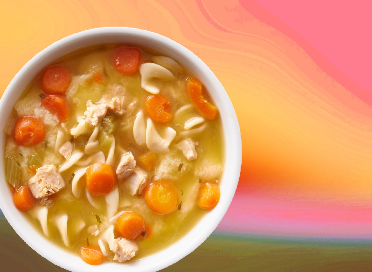 Colorful, background, chicken noodle soup