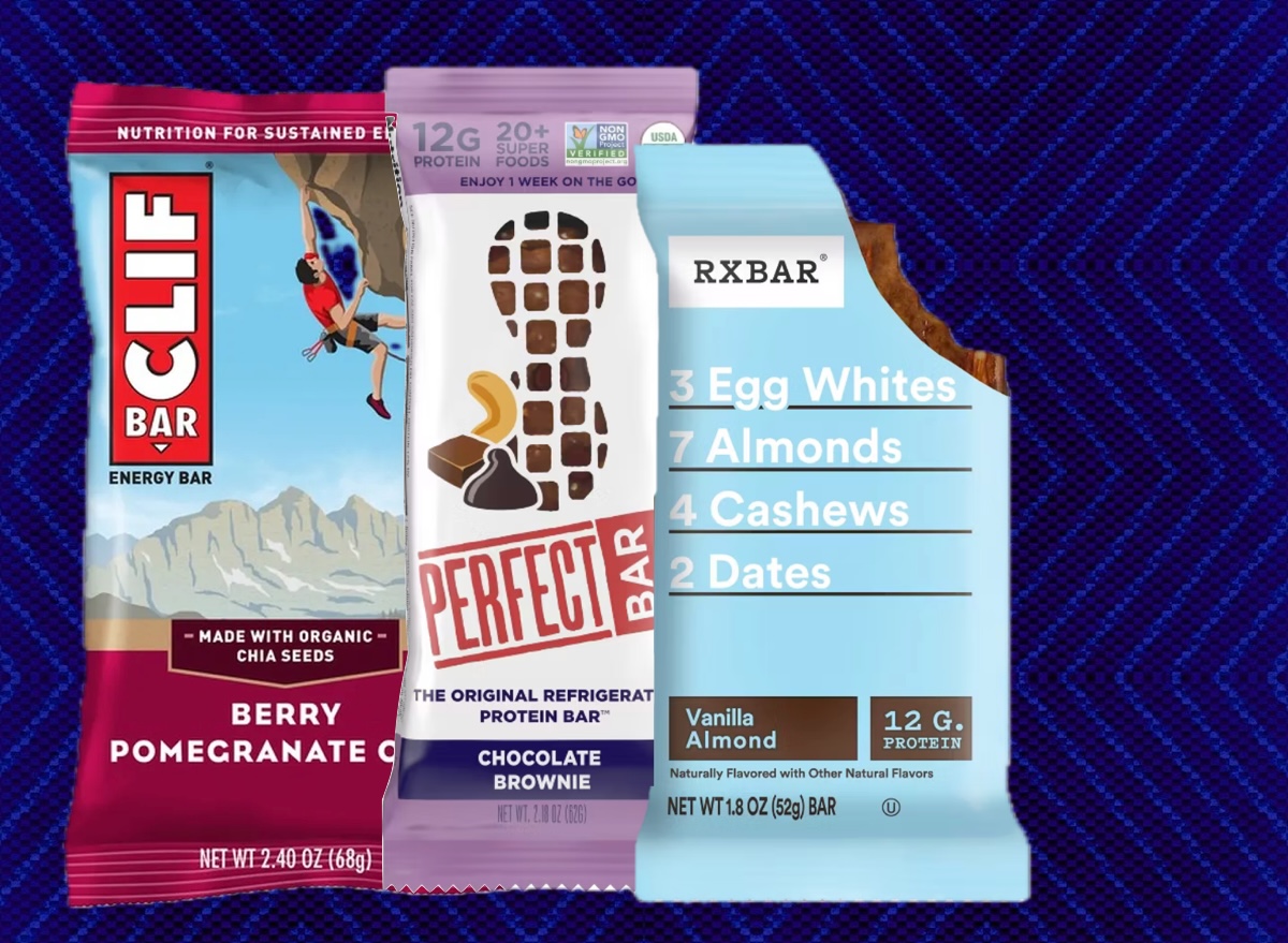 Protein bars, denim blue, pattern