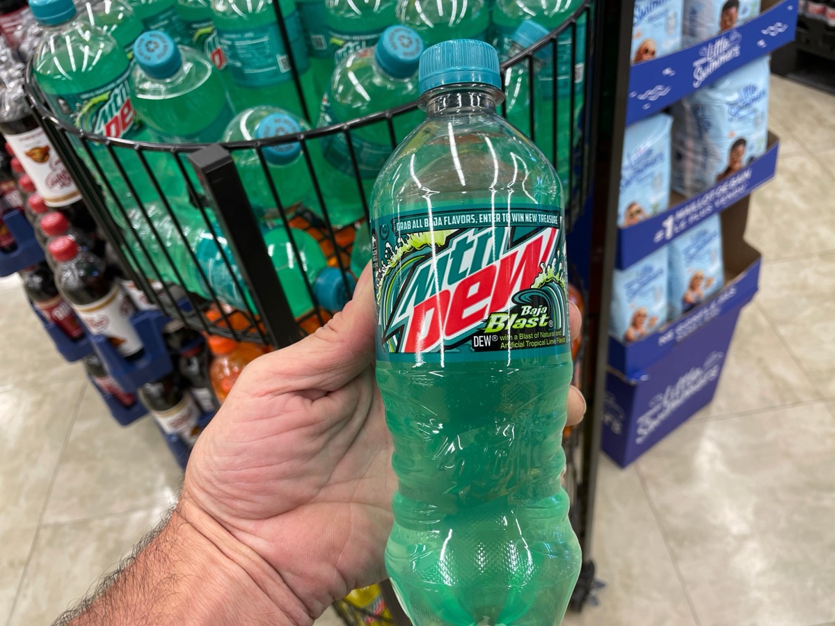 Grovetown, Ga USA - 06 17 22: Retail grocery store mountain dew soda baja blast