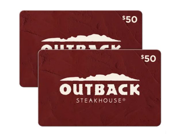 Outback Steakhouse Two Restaurant $50 E-Gift Cards