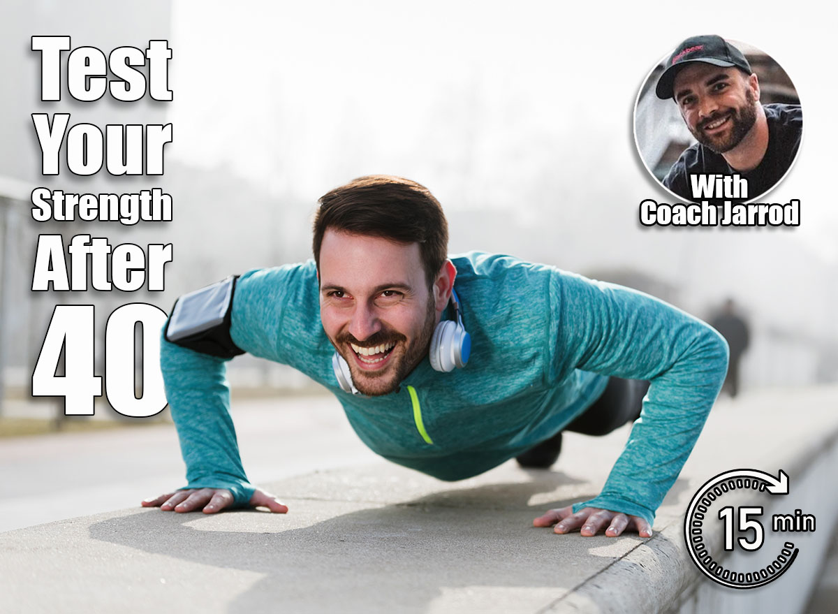 Picture of a young sportsman doing push ups outdoors. 6 Bodyweight Tests That Reveal Your Real Strength After 40. Cover