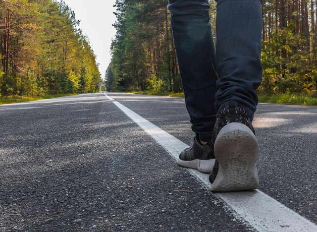 Photography of one step of going forward on the way