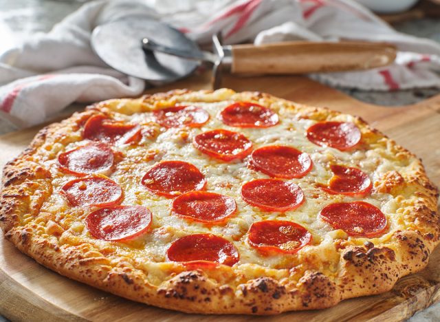 freshly baked pepperoni pizza made at home