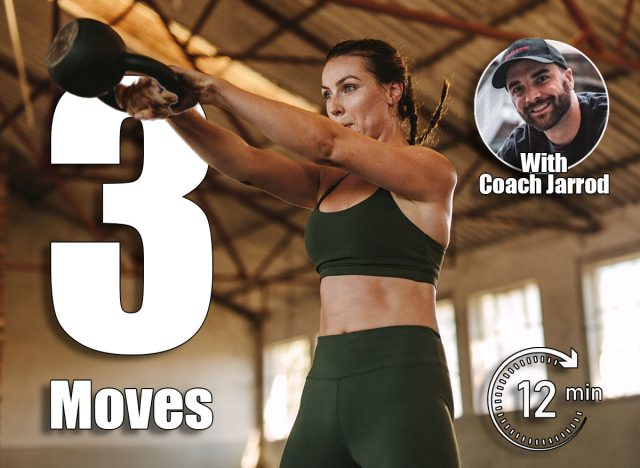 Female with muscular body exercise with kettlebell at training gym. Fitness woman working out with kettle bell inside abandoned warehouse. 3 Standing Moves That Shrink Belly Fat Faster Than Cardio After 40. Covewr