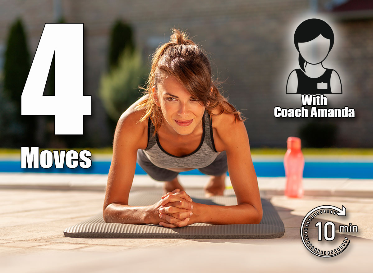 Fit young woman doing forearm plank exercise while working out outdoors by the swimming pool. 4 Bodyweight Exercises That Make You Stronger Than Most 30-Year-Olds After 50. Cover