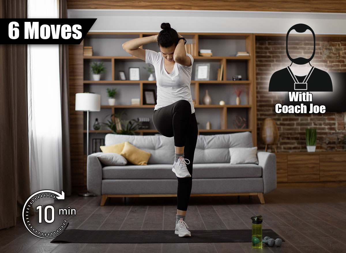 Active young brunette in sport clothes standing on yoga mat and making criss cross crunches exercise. Multiracial healthy woman training abs during domestic workout. 6 Best Standing Exercises To Melt Belly Fat in 30 Days. Cover