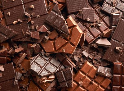 Broken chocolate bar texture background