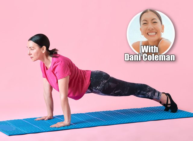 Slim mature woman training, standing in plank position, doing full body exercises against pink studio background. Concept of sport, healthy lifestyle, fitness, body care, wellness, ad. If You Can Hold These 3 Positions After 50, Your Core Is Stronger Than 80% of People. Cover
