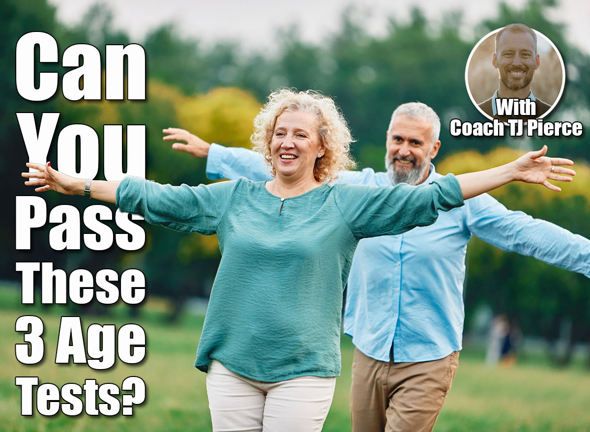 Happy active mid aged adult couple having fun walking and balancing and bonding in park or nature outdoors, healhty active mature people exercise concept. If You Can Pass These 3 Balance Tests at 50, Your Body's Decades Younger. Cover