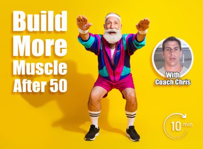Full length photo of sportive cool modern pensioner dressed vintage jacket squatting emtpy space isolated yellow color background. 4 Simple Exercises That Build More Muscle Than Weight Training After 50. Cover