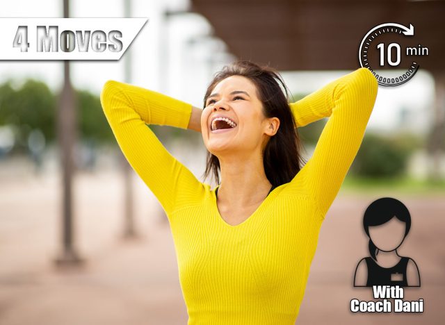 Portrait carefree young woman with hands behind head. These 4 Exercises Build Core Strength Faster Than Planks After 40. Cover