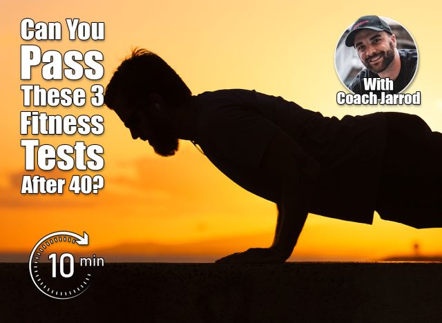 Silhouette of male doing push ups. n3 Bodyweight Tests That Reveal Your True Fitness Age After 40. Cover