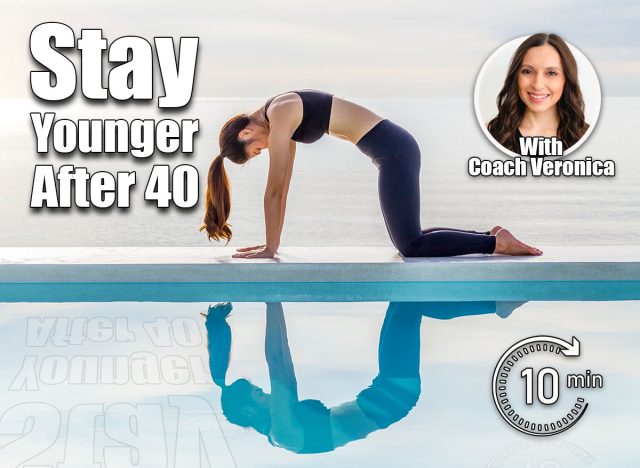 Asian young woman practice yoga Cow pose on the beach with beautiful sea in the morning,Feeling so comfortable and relax in holiday,Healthy Concept. 5 Daily Exercises That Keep You Younger Than People Half Your Age After 40. Cover