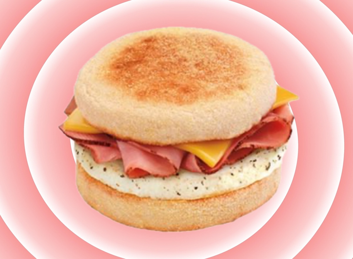 Spiral, dunkin donuts, ham, egg, cheese, English muffin