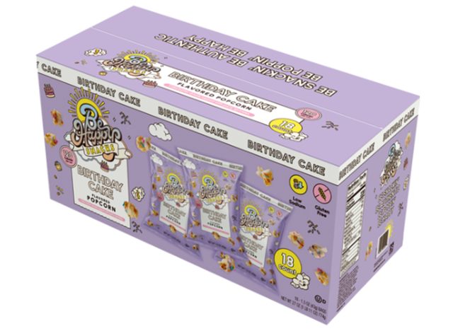 Be Happy Snacks Flavored Popcorn, Birthday Cake
