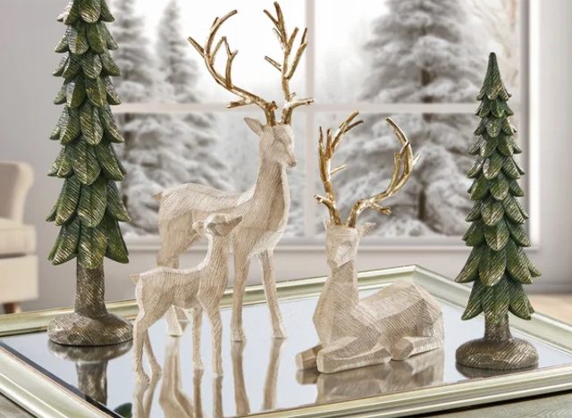 Holiday Deer Family with Trees