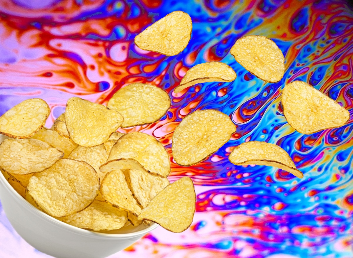 Abstract, oil, paint, potato chips