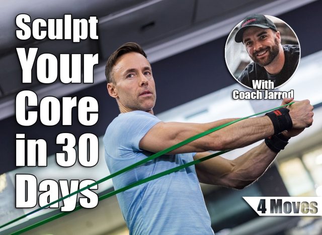 Man doing side-to-side chops exercise with elastic band at the gym. 4 Standing Core Moves That Tighten Your Midsection in 30 Days—No Floor. Cover
