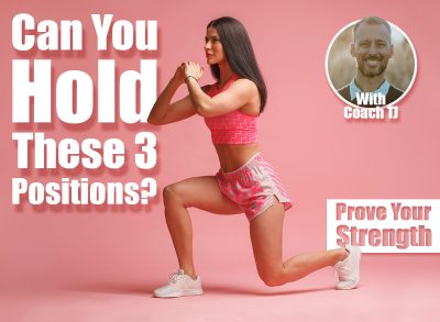 athletic woman in pink sports clothing doing lunge exercise isolated on pink background. Over 45? If You Can Hold These 3 Positions, You're Stronger Than Most. Cover