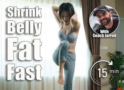 Young woman in gray sportswear exercise at home, doing standing bicycle crunches, in quarantine during Coronavirus pandemic.6 Simple Standing Drills That Melt Belly Pooch in 30 Days After 50. Cover