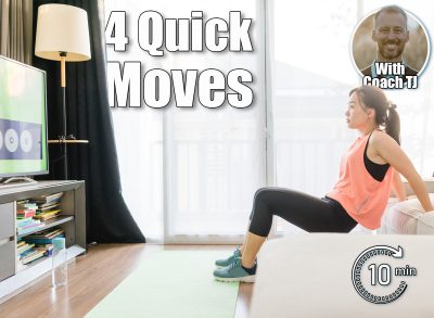 Video streaming Stay home.home fitness workout class live streaming online.Asian woman doing strength training cardio aerobic dance exercises watching videos in the living room at home.Covid-19. 4 Commercial Break Moves That Sculpt Your Body While Watching. Cover