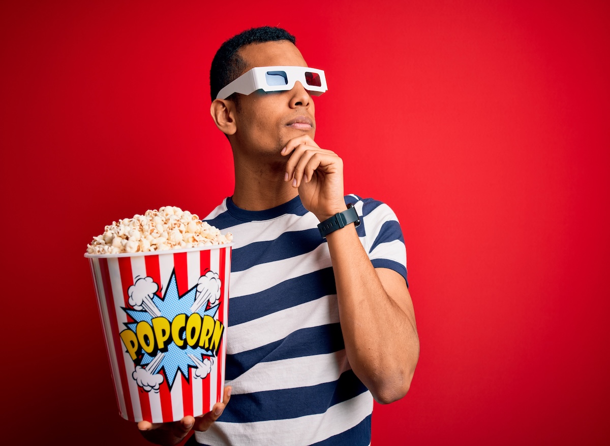 Young,Handsome,African,American,Man,Watching,Movie,Using,3d,Glasses