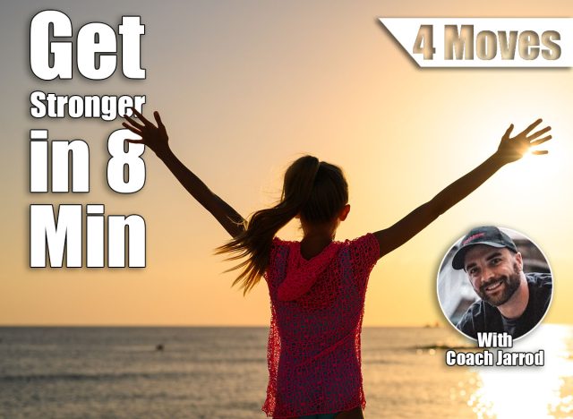 A girl at sunset stands near the sea with her hands up. Travel and relaxation concept. This 8-Minute Morning Flow Builds More Strength Than CrossFit After 50. Cover