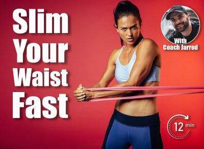 Fitness woman doing workout using resistance bands. Portrait of determined fitness woman doing strength training using resistance band. 5 Easy Standing Exercises That Will Melt Your Love Handles Right Off After 40. Cover