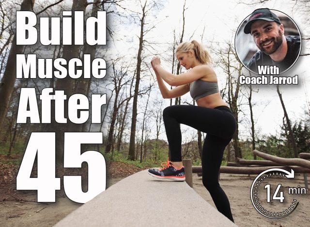 Fitness woman doing stepping up exercise in forest. Caucasian female model working out in nature. 4 Classic Bodyweight Moves That Build More Muscle Than Gym Workouts After 45. Cover