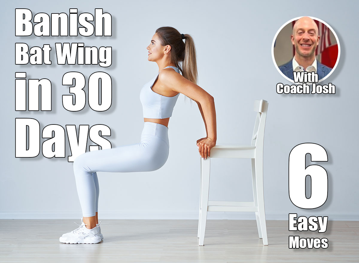 Adult beautiful woman working out over light background. 6 Chair Moves That Banish Bat Wings in 30 Days After 45. Covber