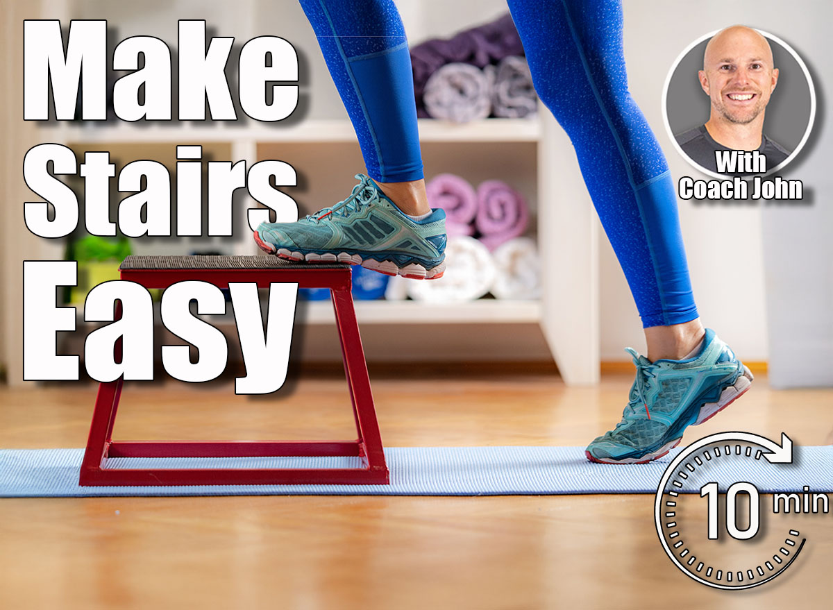 Woman Using Jumping Stool During Training. 5 Simple Daily Leg Moves That Make Stairs Easy After 60. Cover
