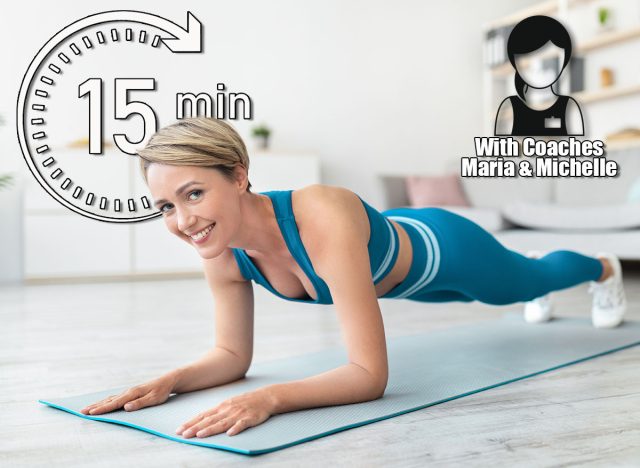 Healthy Lifestyle Concept. Smiling Fit Lady Standing In Elbow Plank Position On Yoga Mat At Home In Living Room Looking At Camera. Cheerful Slim Female In Sportswear Training Core And Abs Muscles. 9 Best Daily Exercises for Women Over 50 to Sculpt a Lean Waistline – UPDATE. Cover