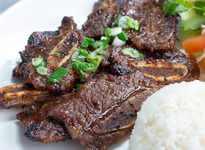A view of a beef short rib plate.
