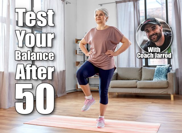 sport, fitness and healthy lifestyle concept - smiling senior woman exercising on mat at home. 4 Balance Tests That Reveal If Your Body Is Aging in Fast-Forward After 50. Cover