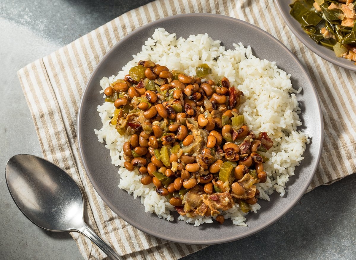 Savory Homemade Southern Hoppin John with White Rice