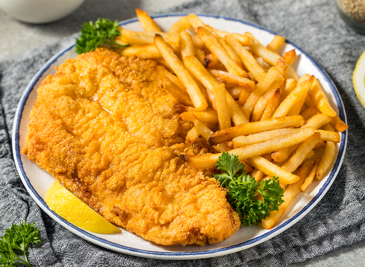 Homemade Deep Fried Catfish with French Fries and Parsley