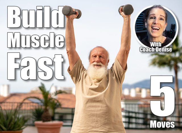 Senior man performing overhead dumbbell press exercise to strength. 6 Standing Exercises That Reverse Muscle Loss Faster Than Gym Workouts After 40. Cover