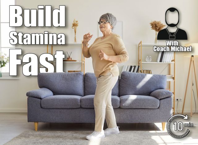 Old active senior happy woman enjoying walking, joyful dancing in new sport shoe for running, foot care, orthopedic health, wearing comfortable medical orthotic shoes, relieve pain, staying healthy. 5 Indoor Walking Tricks That Build Better Stamina Than Treadmills After 50. Cover