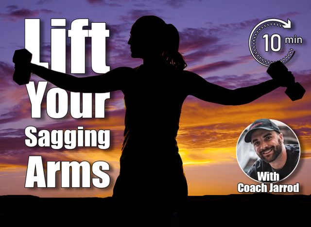 a silhouette of a woman doing lateral raises with weights. 5 Simple Moves That Lift Sagging Arms Better Than Surgery After 45. Cover