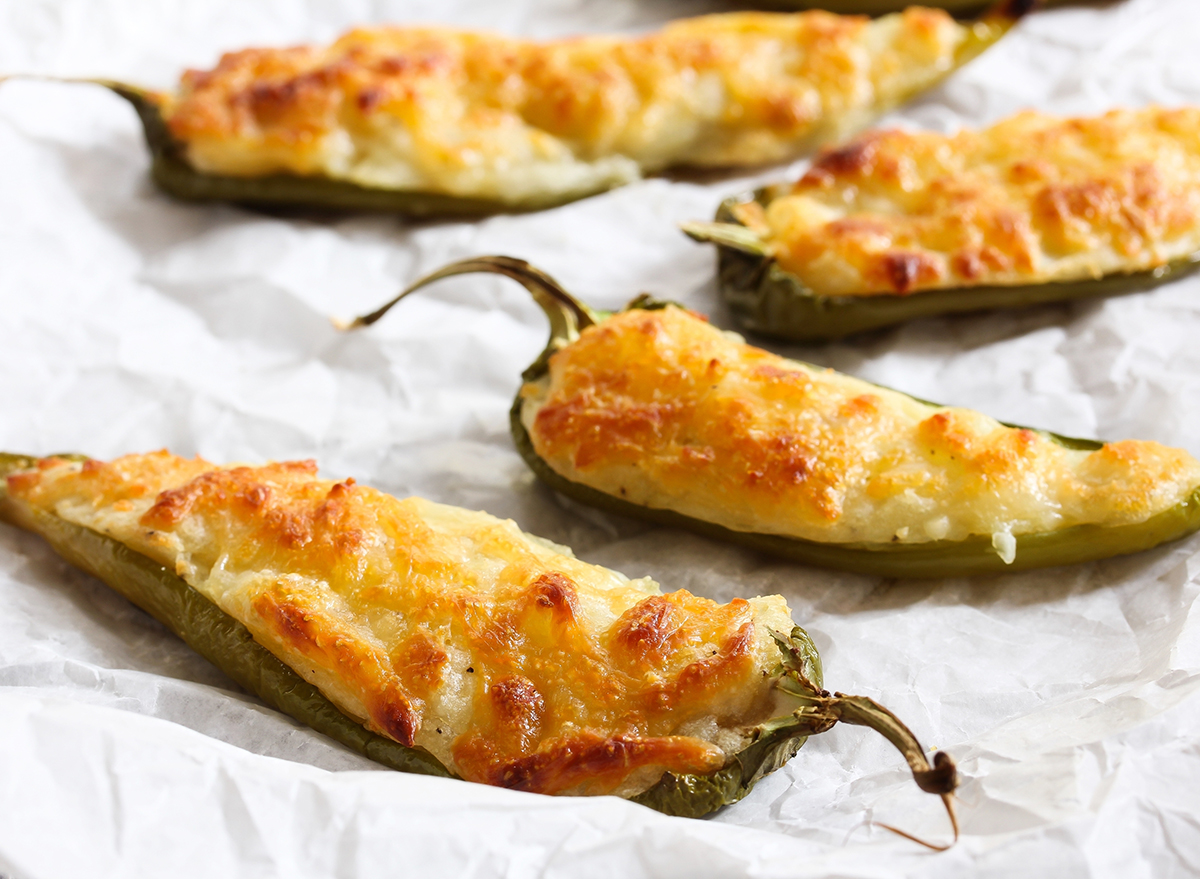 Stuffed Jalapenos / Jalapeno poppers - Game day party appetizers, selective focus