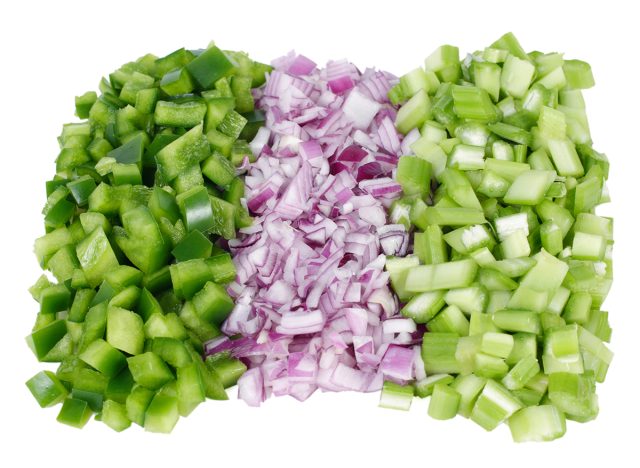 Green pepper, Onion and Celery the Holy Trinity of Louisiana Creole and Cajun cuisine