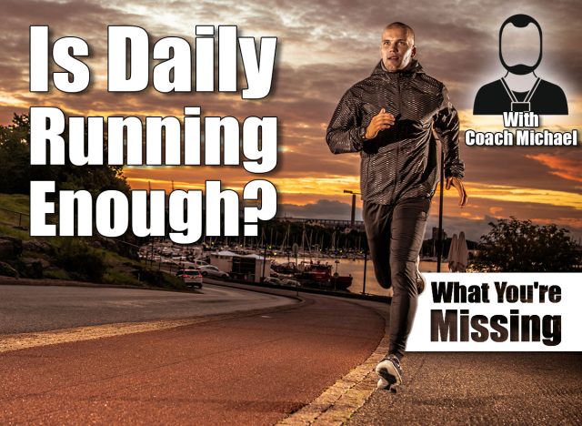 Caucasian male running in city park near shore after sunset. Is Running Every Day Enough Exercise to Stay Fit? Cover