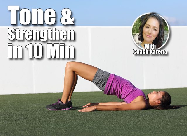 Fitness woman doing bodyweight glute floor bridge pose yoga exercise. Fit Asian woman exercising glutes muscles with floor bridge butt raise during summer in outdoor gym on grass. 5 Simple Exercises That Reshape Your Body in Just 10 Minutes After 40. Cover