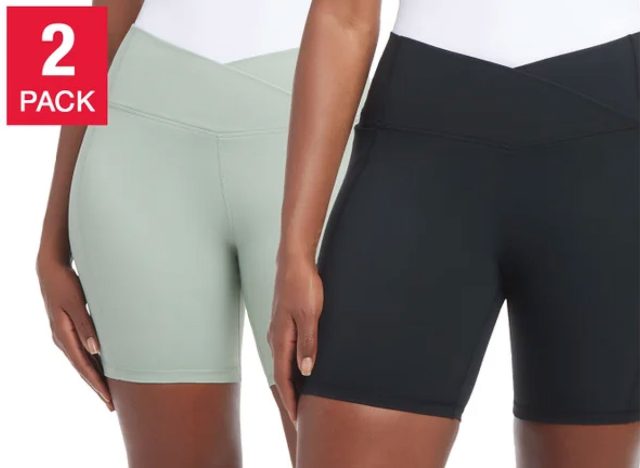 Danskin Women's Cross Waist Bike Short, 2-pack